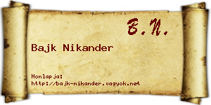 Bajk Nikander névjegykártya